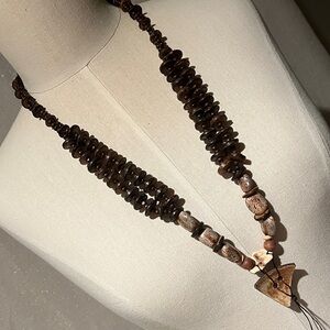 Handcrafted Brown Beaded Tribal Statement Necklace